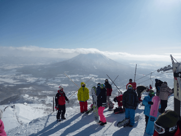 View of Mount Yotei from Grand Hirafu at Niseko resort, Hokkaido, Japan