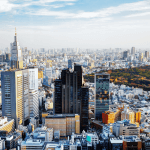 Panoramic view of Shinjuku skyline in Tokyo Japan