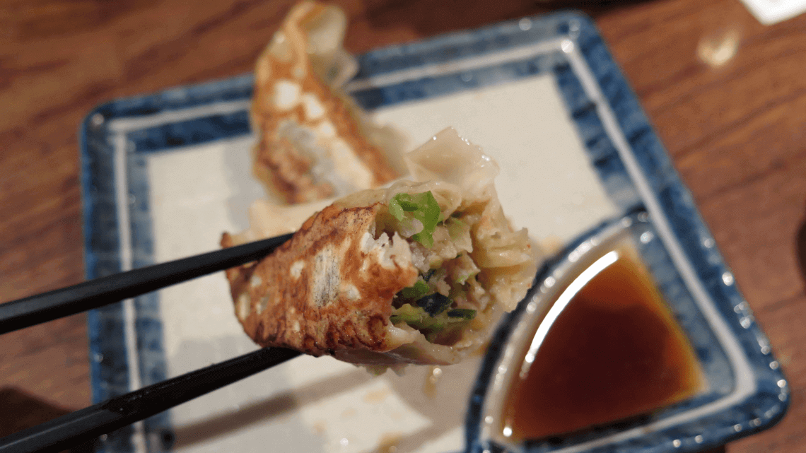 Gyoza dumplings served at a restaurant in Japan Gyoza dumplings served at a restaurant in Japan