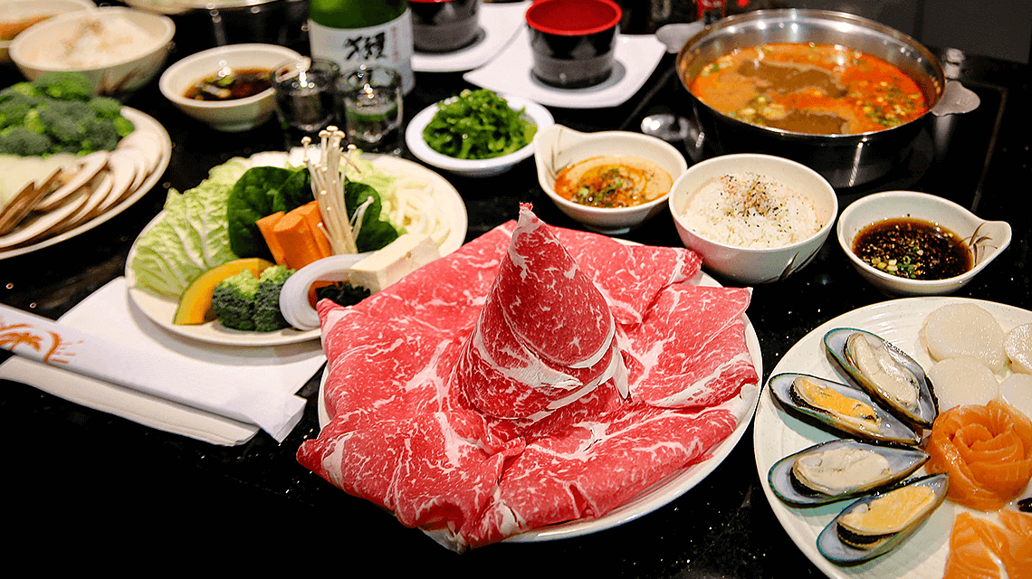 Shabu-shabu, a Japanese hotpot dish Shabu-shabu, a Japanese hotpot dish