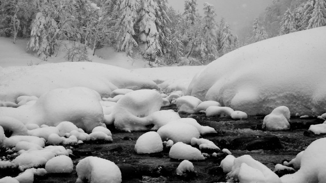 Snow river Hokkaido Japan