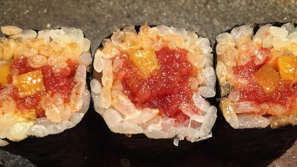 Sushi nigiri served at a sushi-ya (sushi shop) in Ebisu, Tokyo, Japan Sushi nigiri served at a sushi-ya (sushi shop) in Ebisu, Tokyo, Japan