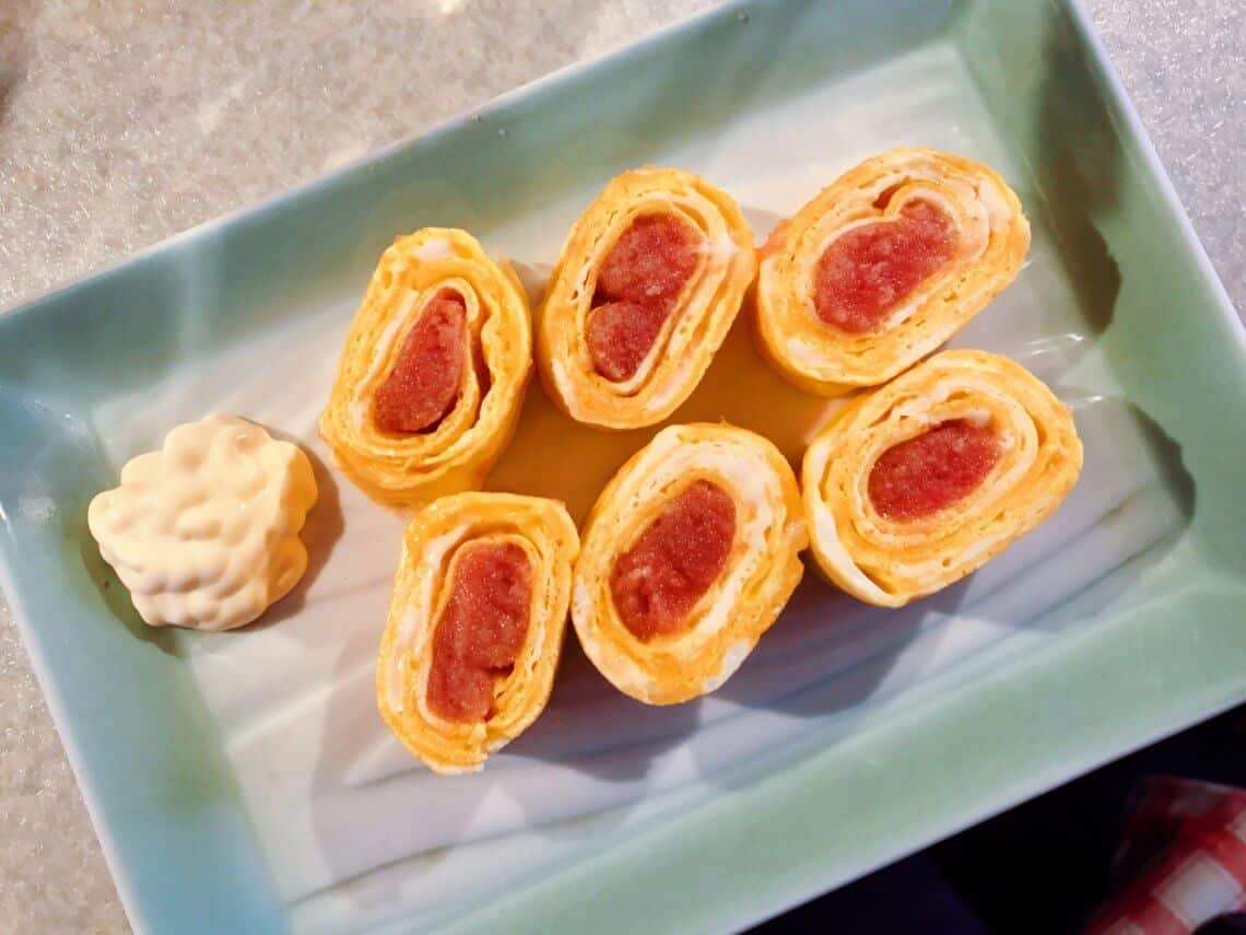 Mentaiko tamagoyaki, a unique and delicious food in Fukuoka, Japan