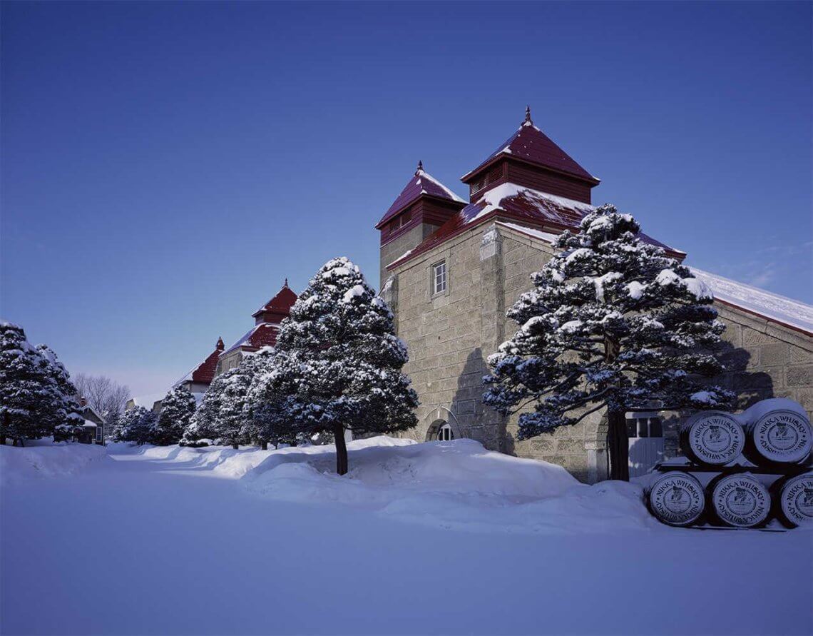 Yoichi whisky distillery winter