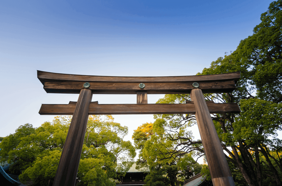 Meiji Jingu shrine in the Harajuku neighborhood of Tokyo