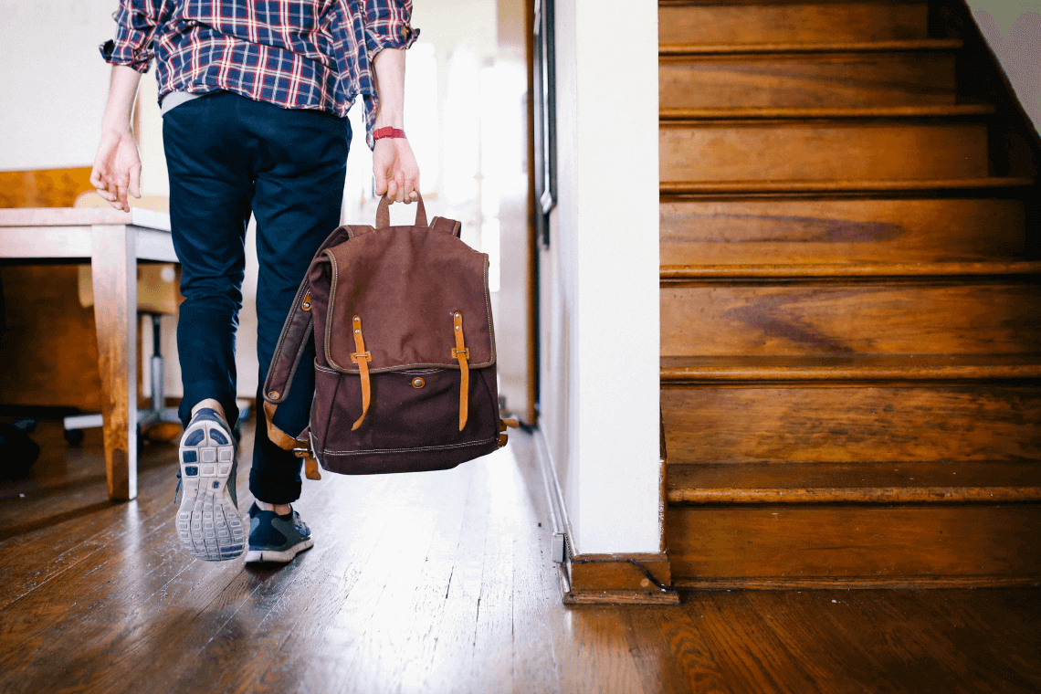 Traveler with bag