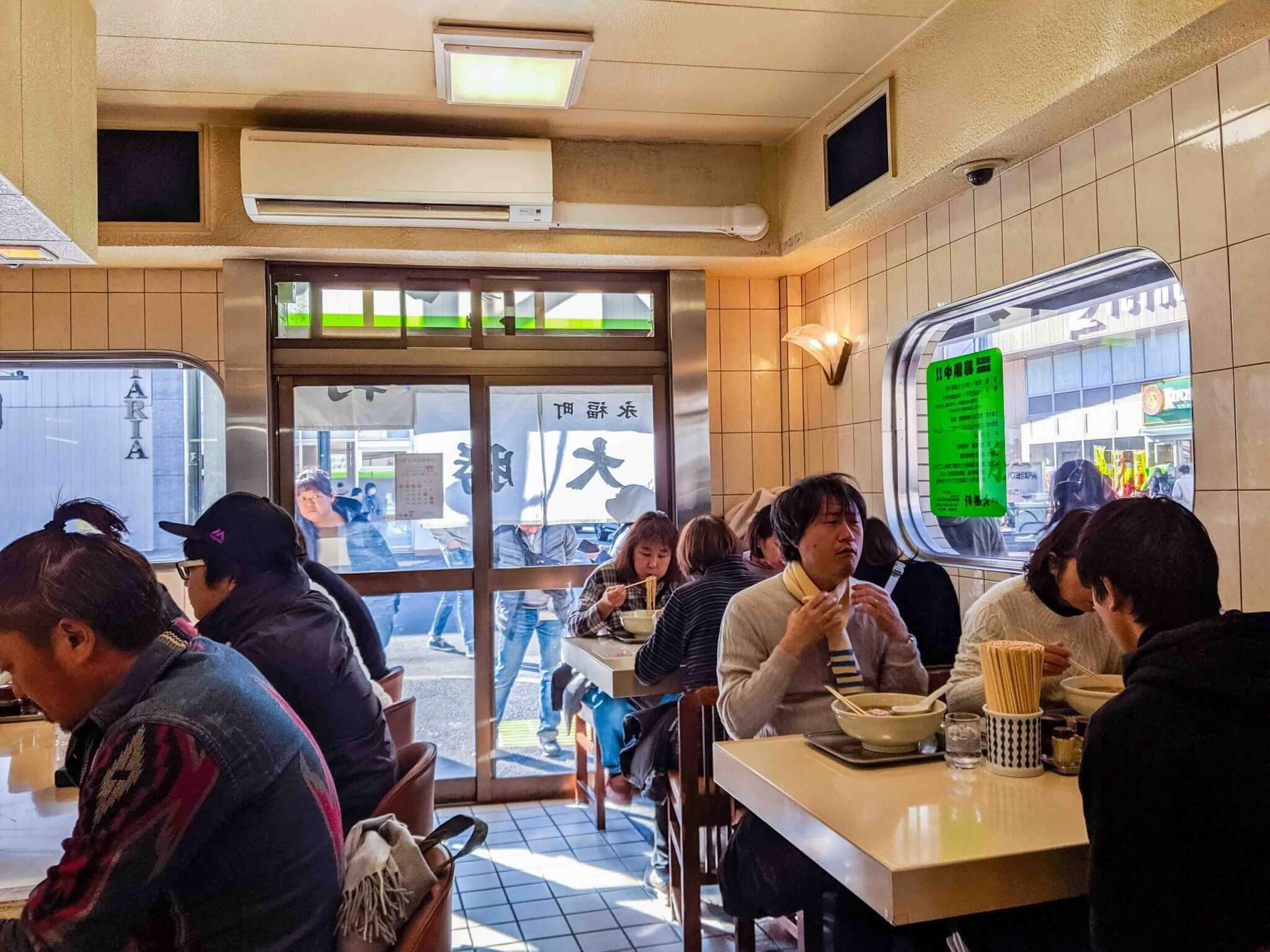 Interior of Eifukucho Taishoken ramen shop in Tokyo, Japan