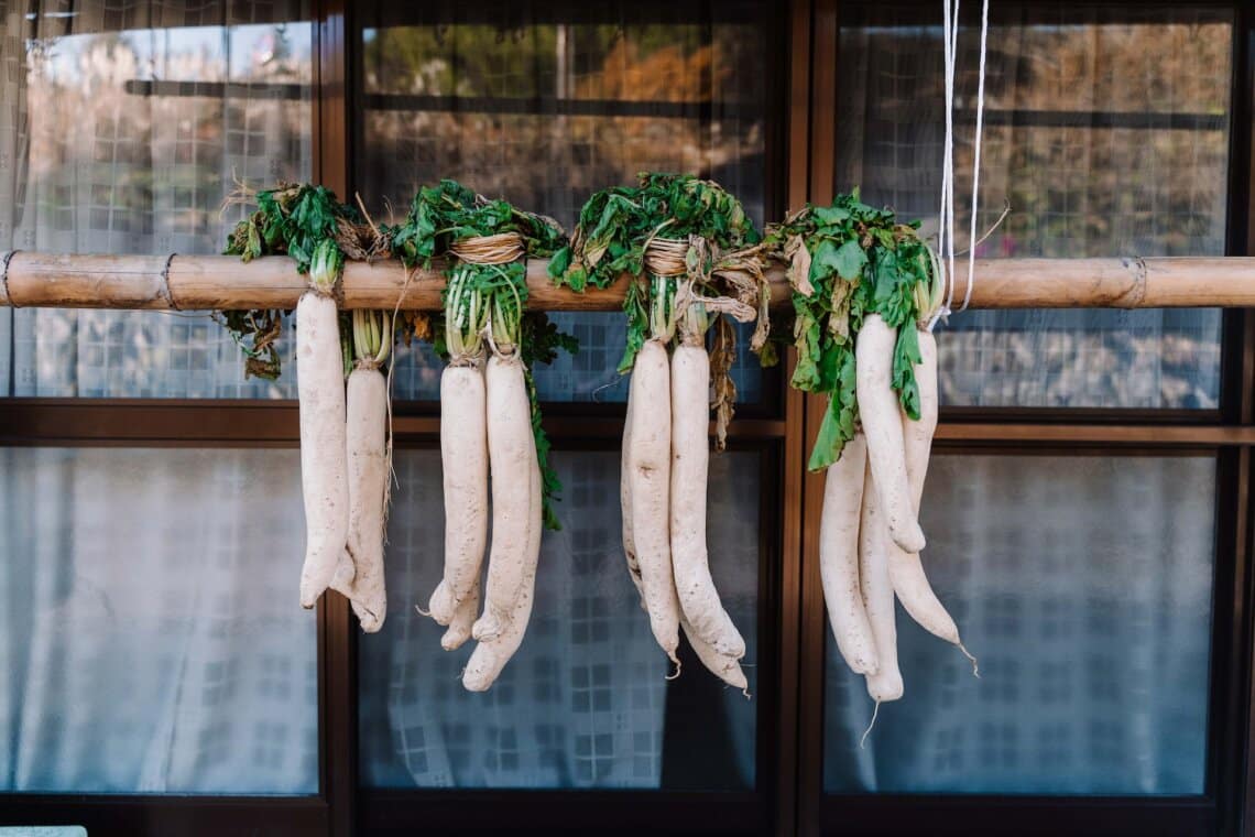 Japan countryside, vegetables on the porch